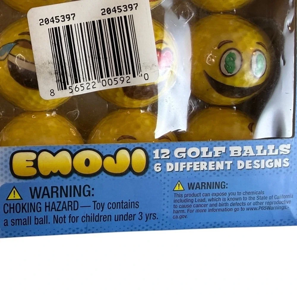 NIB! Emoji Universe 12‎ Pack Novelty Golf Balls 6 Different Designs Yellow 10086